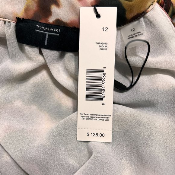 T TAHARI NWT Size 12 Zippered Side Neck Tie Lined Sleeveless Mock Neck D… - Picture 9 of 14